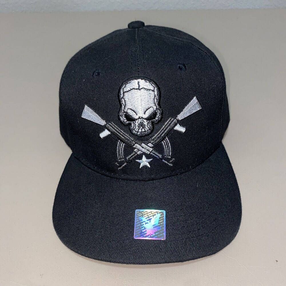 Black Hawk Joycap Skull AK-47 Flat Bill Ball Cap OS Black